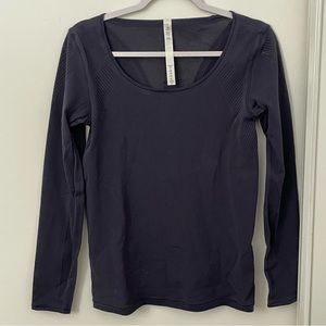 Lululemon Navy Mesh Pattern Long Sleeve Shirt